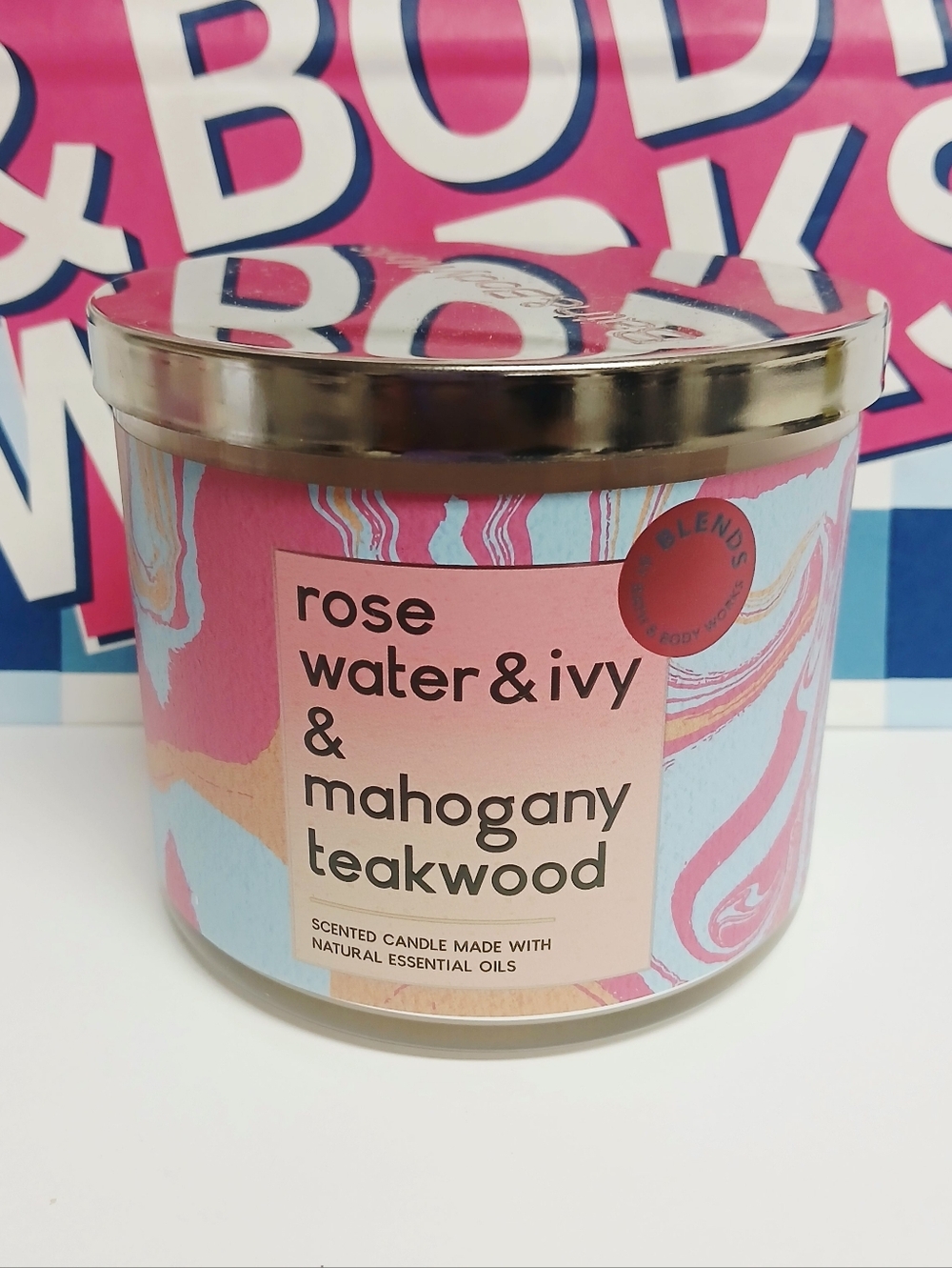 Bath and Body Works Rose Water And Ivy & Mahogany Teakwood Three Wick Candle